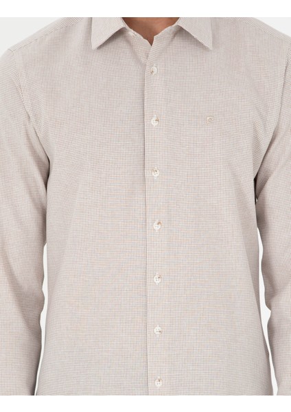 Erkek Bej Slim Fit Uzun Kollu Gömlek 50297468-VR011