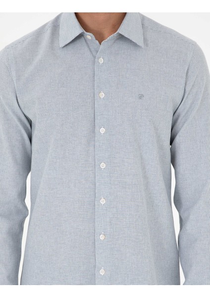 Erkek Indigo Slim Fit Uzun Kollu Gömlek 50297468-VR028