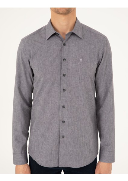 Erkek Antrasit Slim Fit Uzun Kollu Gömlek 50297468-VR006
