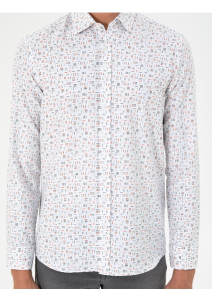 Erkek Turuncu Slim Fit Uzun Kollu Gömlek 50298170-VR051
