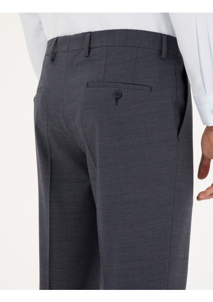 Erkek Koyu Mavi Slim Fit Yünlü Kumaş Pantolon 50297474-VR032