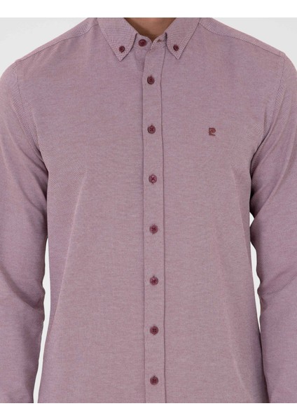 Erkek Bordo Slim Fit Uzun Kollu Gömlek 50297998-VR014