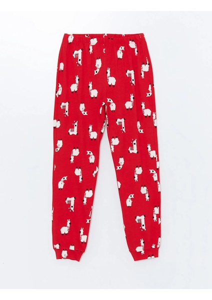 Dream kırmızı Bisiklet Yaka Baskılı Kadın Pijama Takımı modelleri