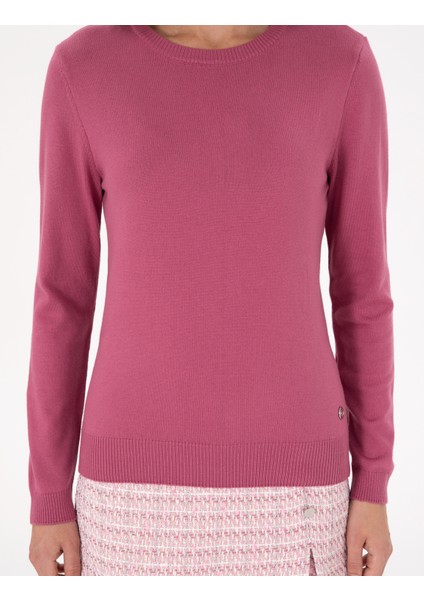 Kadın Gül Kurusu Slim Fit Basic Kazak 50300769-VR026