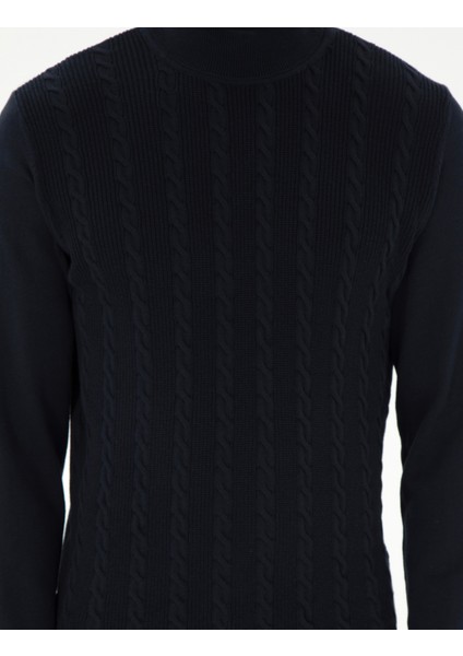 Erkek Lacivert Slim Fit Balıkçı Yaka Triko Kazak 50300500-VR033