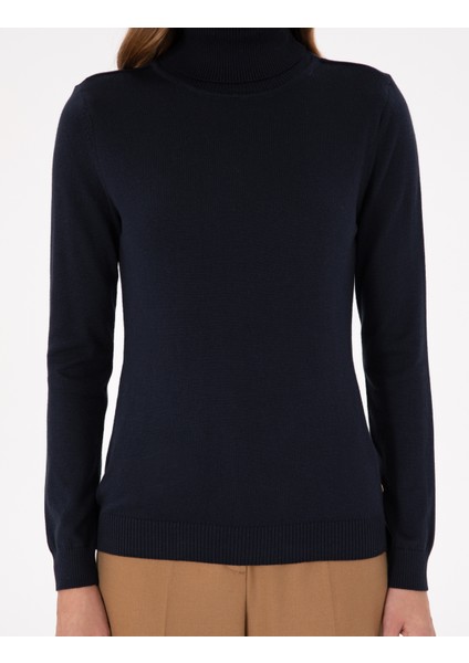 Kadın Lacivert Slim Fit Basic Kazak 50300786-VR033