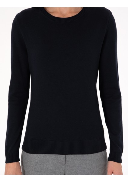 Kadın Lacivert Slim Fit Basic Kazak 50300769-VR033