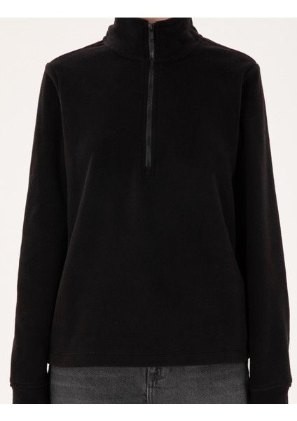 Kadın Siyah Oversize Polar Sweatshirt 50300846-VR046