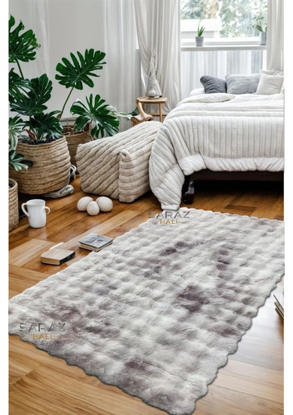 Renkli Bubble Tavşan Tüyü Ithal Kaymaz Yumuşak Tüylü Tona Ton Pembe