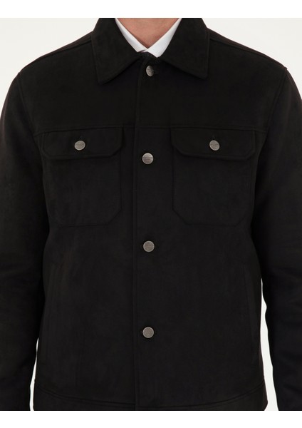 Erkek Siyah Gömlek Yaka Suni Deri Ceket 50300520-001