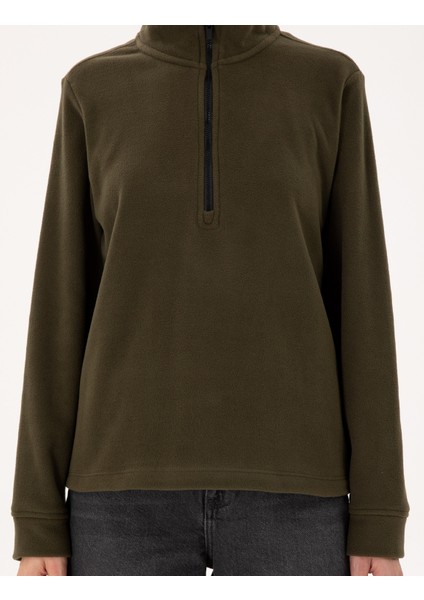 Kadın Haki Oversize Polar Sweatshirt 50300846-VR027