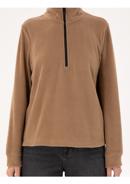 Kadın Camel Oversize Polar Sweatshirt 50300846-VR015