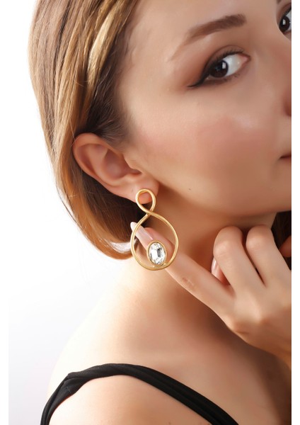 Matya Mat Altın Kaplama Sallantılı Beyaz Oval Taşlı Model Küpe fiyatları