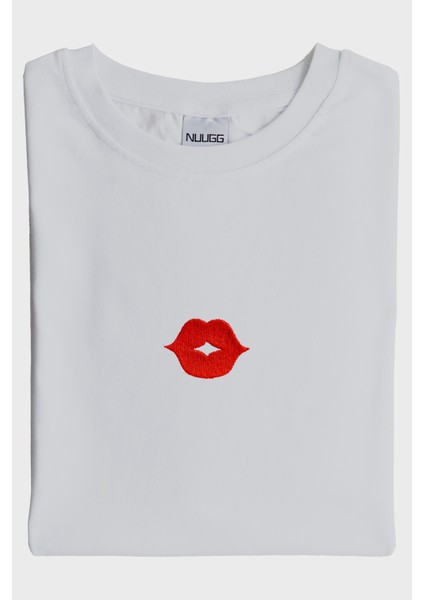 Dudak Desenli Nakış Tişört - Sevgililer Günü Çift Tişörtleri modelleri