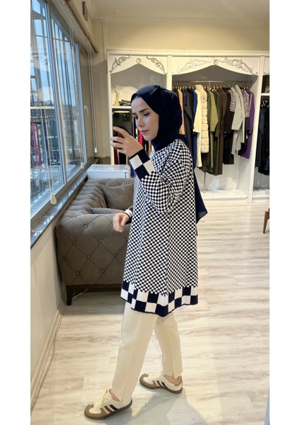 6873 Küp Desen Lacivert Triko Tunik fiyatları