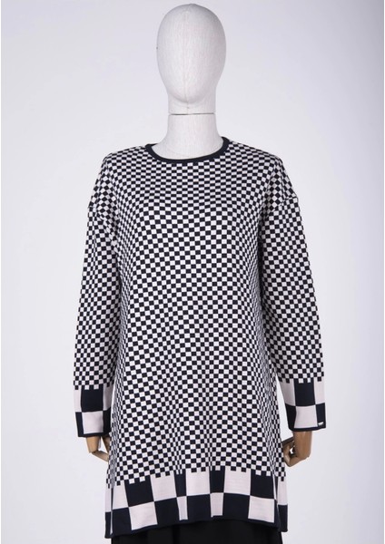 6873 Küp Desen Lacivert Triko Tunik fırsatları