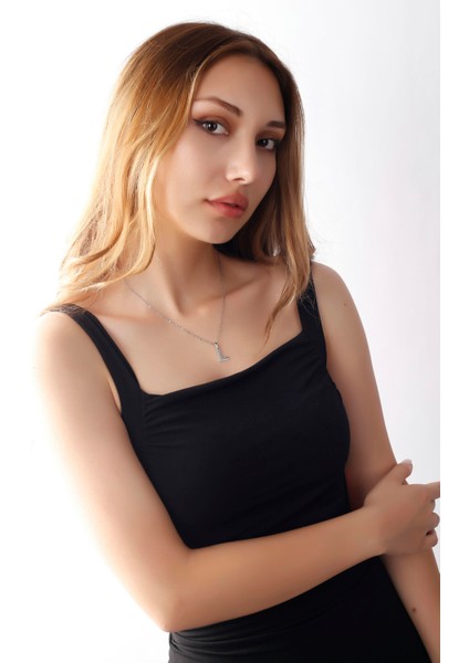 Matya Rodyum Renk Kaplama L Harfi Kolye modelleri