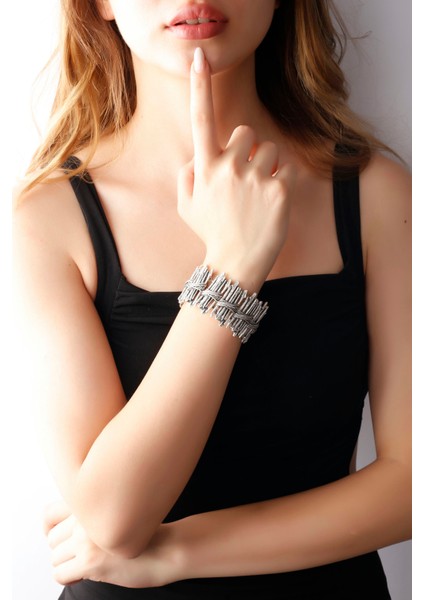 Matya Antik Gümüş Kaplama Lastikli Bohem Bileklik