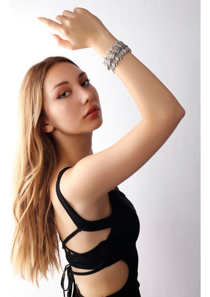 Matya Antik Gümüş Kaplama Lastikli Bohem Bileklik modelleri