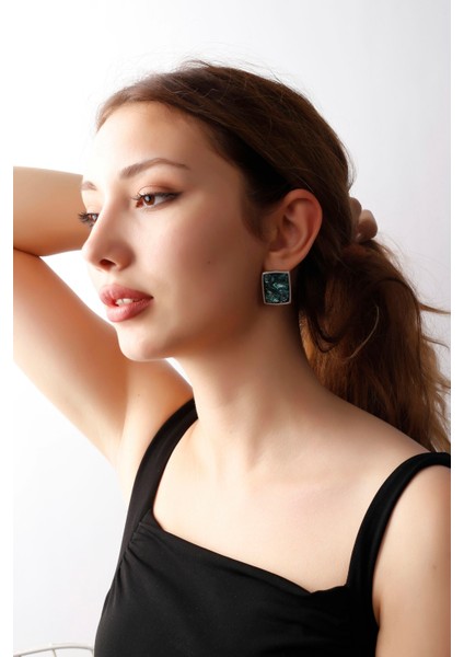 Matya Antik Gümüş Kaplama Çivili Turkuaz Taşlı Model Küpe modelleri