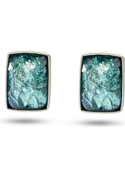 Matya Antik Gümüş Kaplama Çivili Turkuaz Taşlı Model Küpe indirimleri