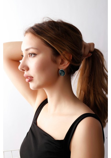 Matya Antik Gümüş Kaplama Çivili Turkuaz Taşlı Model Küpe modelleri