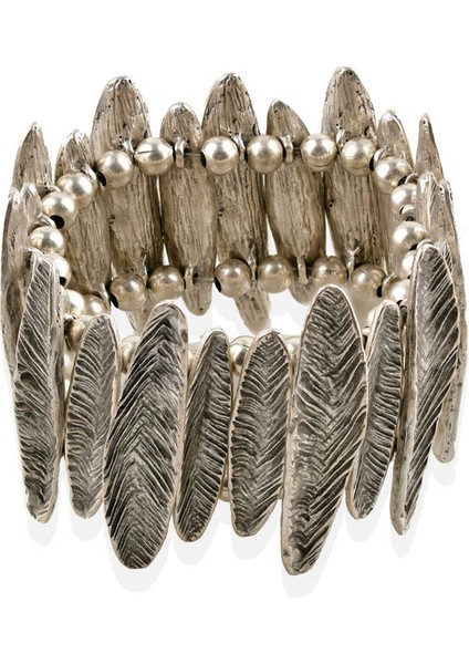 Matya Antik Gümüş Kaplama Lastikli Ağac Kabuğu Motifli Bileklik indirimleri