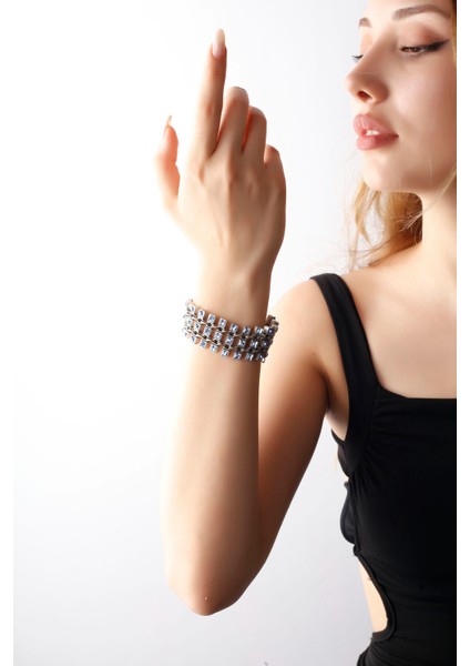 Matya Antik Gümüş Kaplama Mavi Zirkon Taşlı Bileklik fiyatları