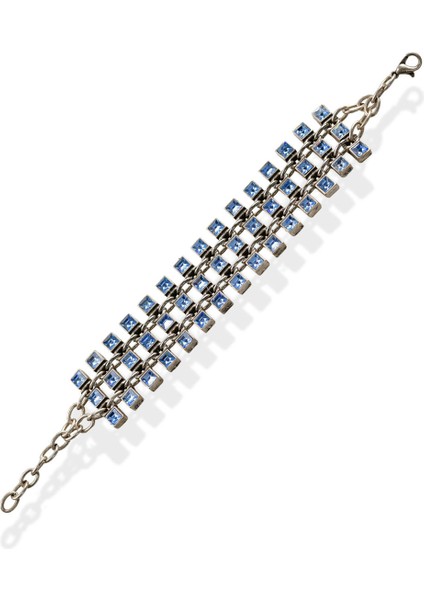 Matya Antik Gümüş Kaplama Mavi Zirkon Taşlı Bileklik indirimleri