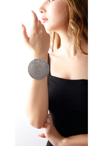 Matya Antik Gümüş Kaplama Ayarlanabilir Açık Bant Geometrik Model Bileklik modelleri