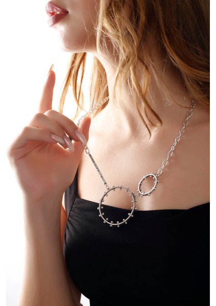 Matya Antik Gümüş Kaplama Halkalı Kolye fiyatları