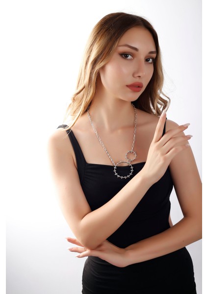 Matya Antik Gümüş Kaplama Halkalı Kolye modelleri