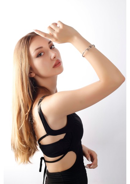 Matya Antik Gümüş Kaplama Ayarlanabilir Açık Bant Spiral Model Bileklik