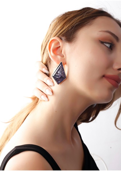 Matya Antik Gümüş Kaplama Çivili Mor Taşlı Model Küpe fırsatları
