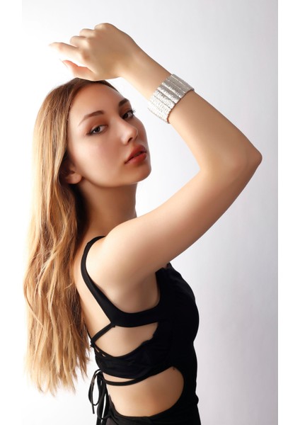 Matya Antik Gümüş Kaplama Lastikli Ağac Kabuğu Motifli Bileklik modelleri