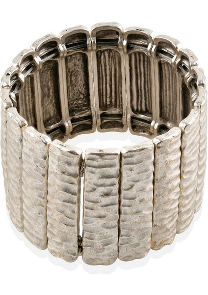 Matya Antik Gümüş Kaplama Lastikli Ağac Kabuğu Motifli Bileklik indirimleri