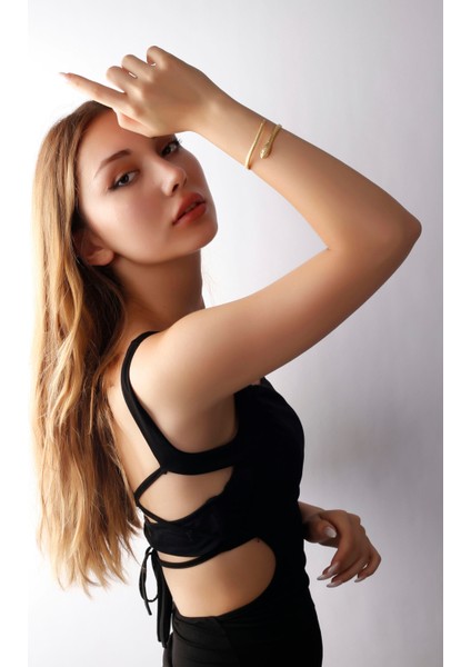 Matya Mat Altın Kaplama Ayarlanabilir Açık Yılan Model Bileklik