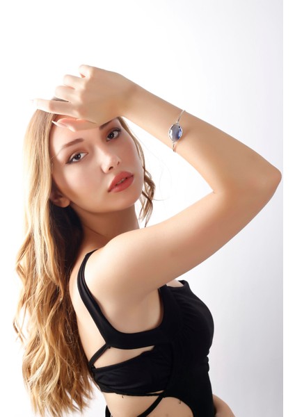 Matya Rodyum Renk Kaplama Mavi Zirkon Taşlı Sıvama Bileklik modelleri