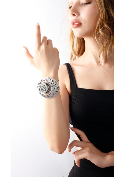 Matya Antik Gümüş Kaplama Ayarlanabilir Açık Bant Ay Model Bileklik modelleri