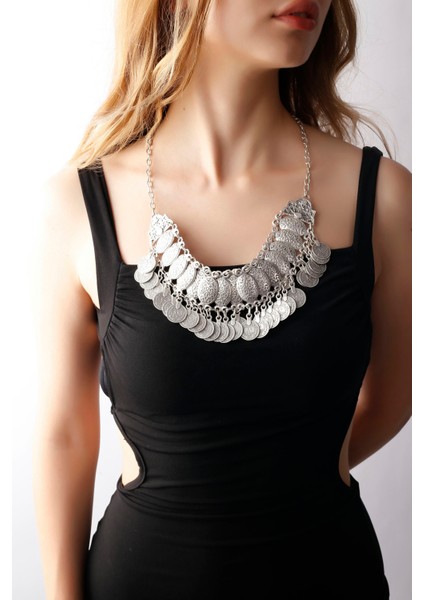 Matya Antik Gümüş Kaplama Bohem Kolye