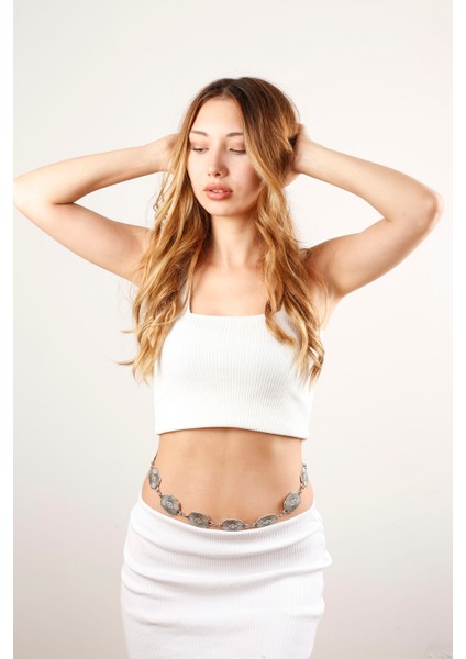 Matya Antik Gümüş Kaplama Bohem Parçalı Ayarlanabilir Bel Zinciri fiyatları