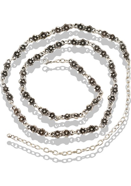 Matya Antik Gümüş Kaplama Çiçek Modeli Desenli Ayarlanabilir Bel Zinciri indirimleri