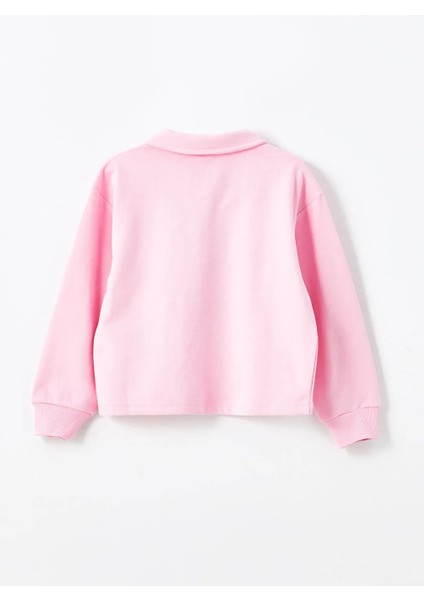 Kids Pembe Leylak Polo Yaka Barbie Baskılı Kız Çocuk Eşofman Takım