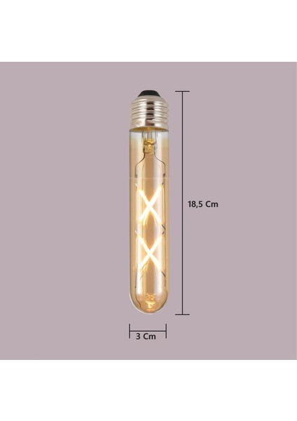 4W Wintage Rustik LED Ampul 2500K E27 Duy Lambam Amber Çubuk Cam Sarı Işık Retro Filament Tüp Ampul 6 Adet