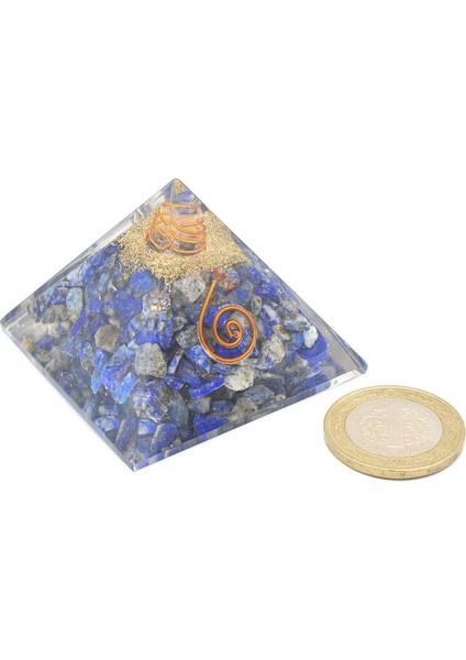 Hakiki Doğal Lapis Lazuli Taşlı Orgonit Piramit