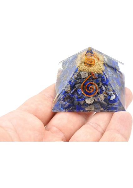 Hakiki Doğal Lapis Lazuli Taşlı Orgonit Piramit