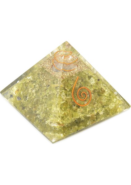 Hakiki Doğal Peridot Olivin Taşlı Orgonit Piramit
