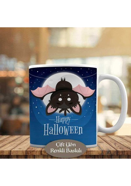 Halloween Minik Sevimli Yarasa Baskılı Kupa Bardak HEDIYELIK-778