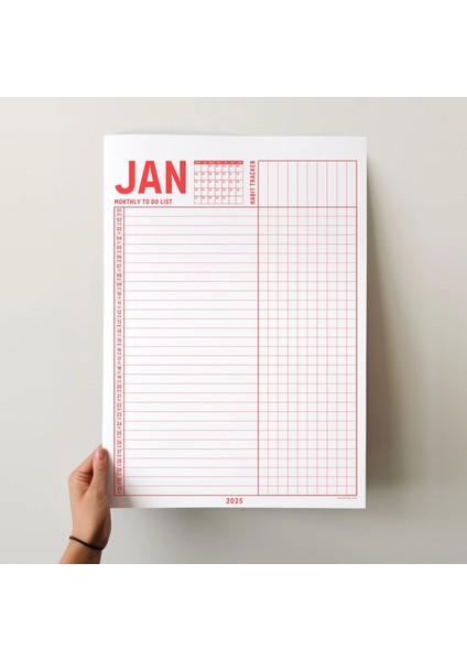 2025 Aylık Planlayıcı Duvar Takvimi, A4, Alışkanlık Takipçisi,yapılacaklar Listesi, Monthly Wall Planner Calendar, Habbit Tracker, To Do List