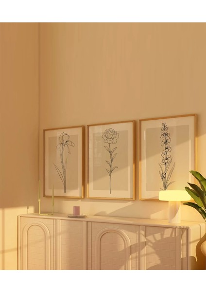 Çerçevesiz Poster Sade Çiçek Sanatı 3'lü